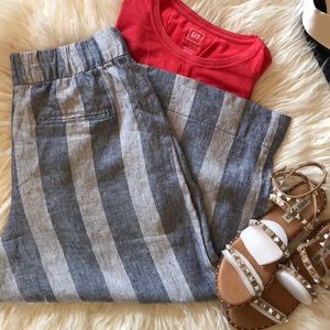 GAP Women's Blue Striped Wide Leg Pants